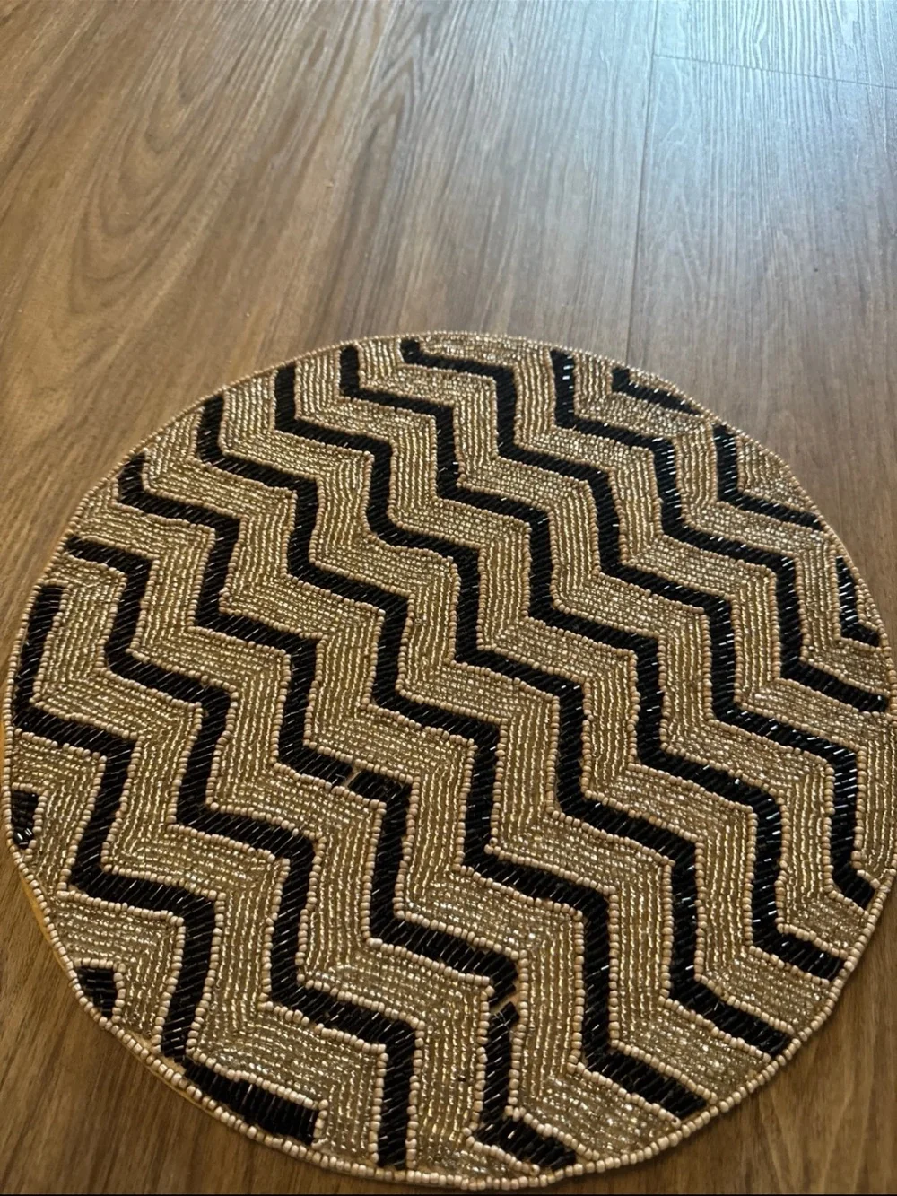 Tahari Black and Gold Beaded Placemat charger